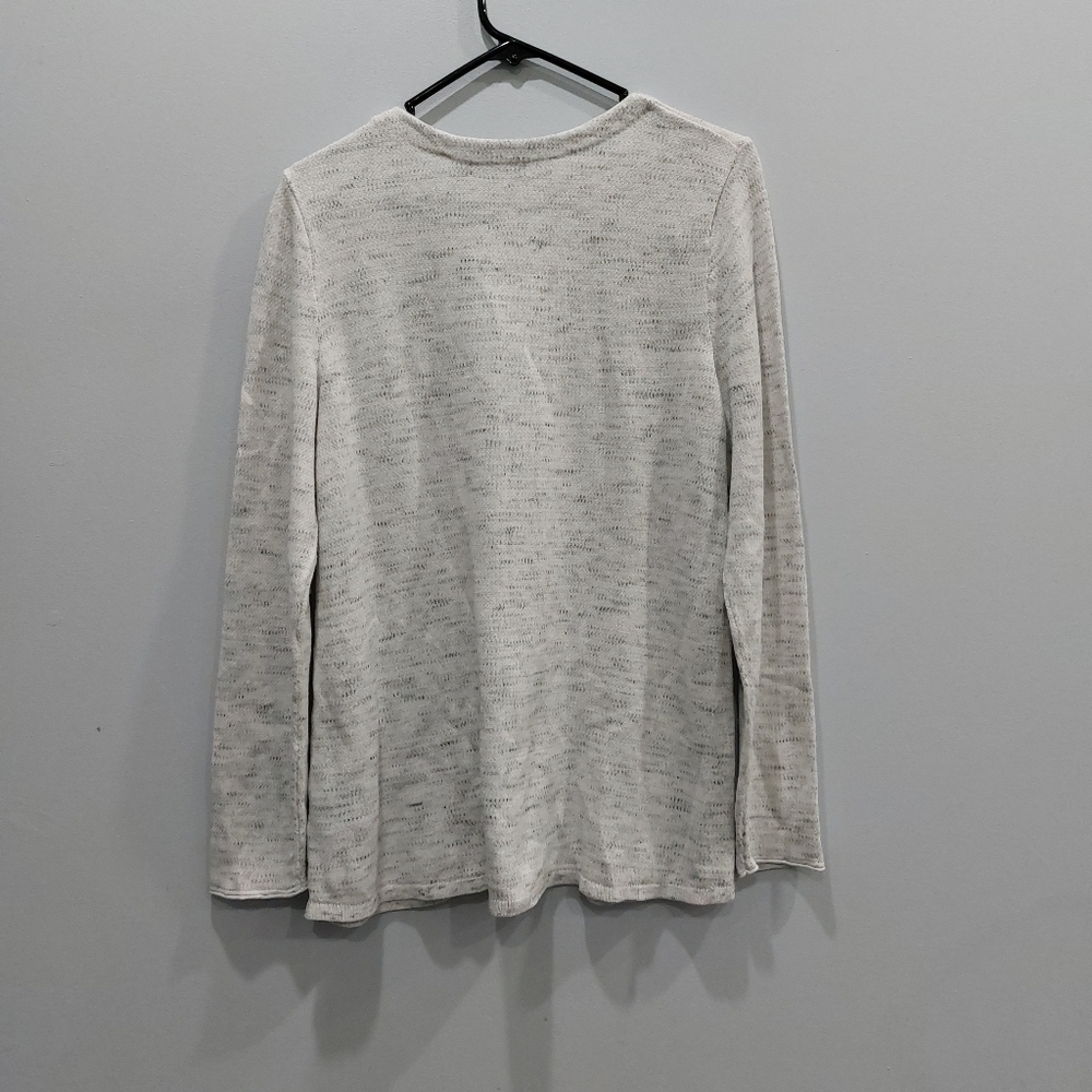 Nic+Zoe Melange-knit Snap Sweater In Moondust Heather Large - Picture 5 of 5